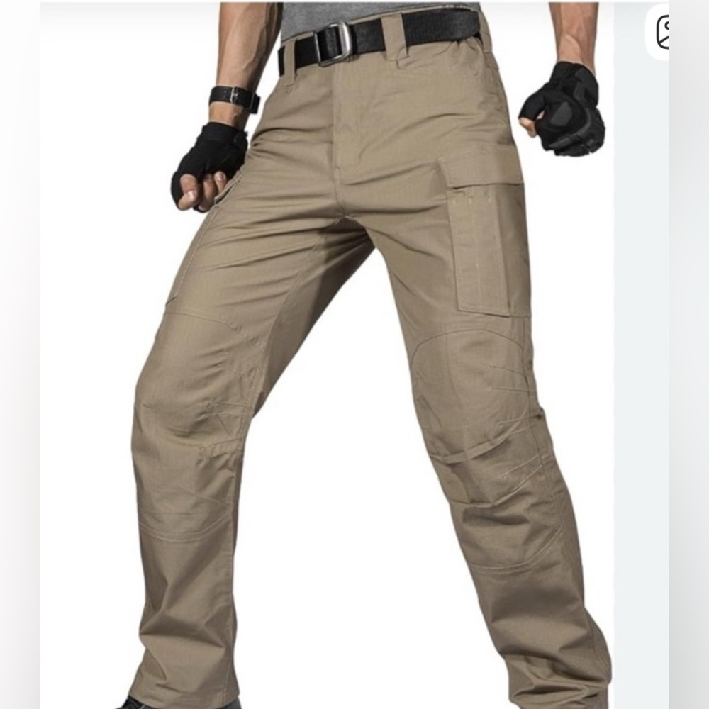 Free Soldier Men’s Tactical Cargo Pants Belt 38Wx30L Khaki Fishermancore Strech